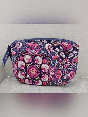 Quilted Floral Zip Pouch - Pink & Navy